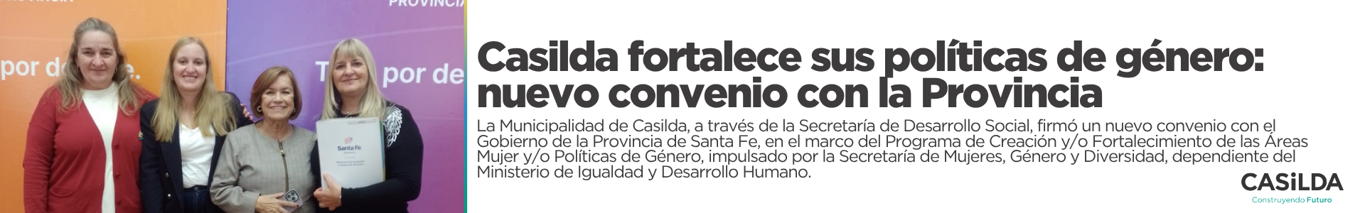 Casilda fortalece sus políticas de género: nuevo convenio con la Provincia